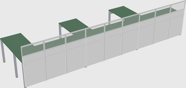 Shared l-shaped cubicle