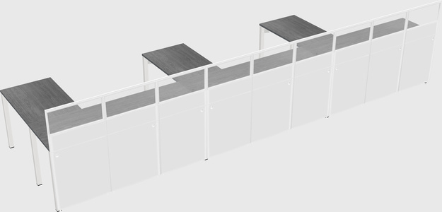 Shared l-shaped cubicle