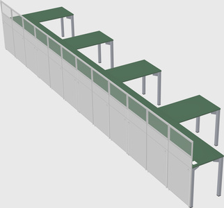 Shared l-shaped cubicle