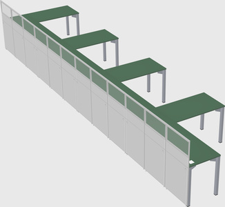 Shared l-shaped cubicle