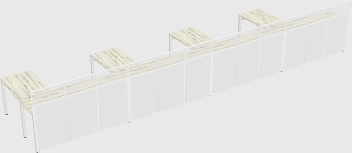 Shared l-shaped cubicle