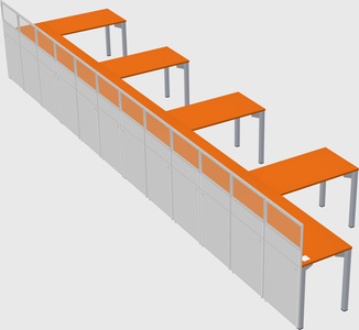 Shared l-shaped cubicle