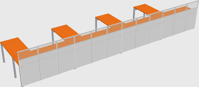 Shared l-shaped cubicle