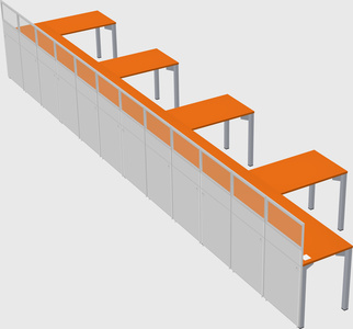 Shared l-shaped cubicle