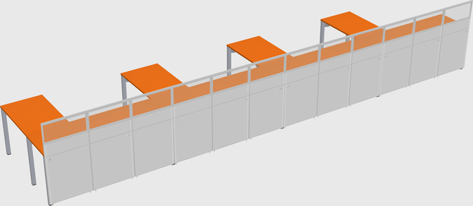 Shared l-shaped cubicle