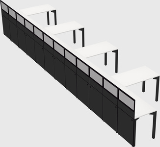 Shared l-shaped cubicle