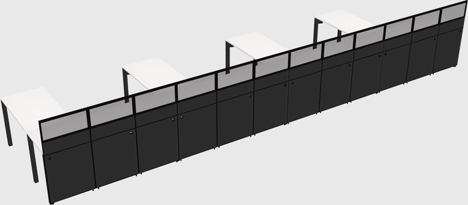 Shared l-shaped cubicle