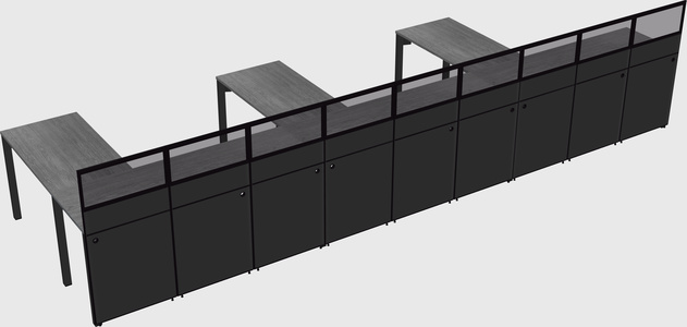 Shared l-shaped cubicle