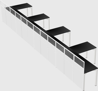 Shared l-shaped cubicle