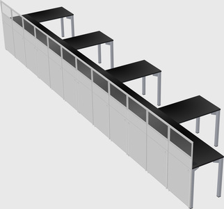 Shared l-shaped cubicle