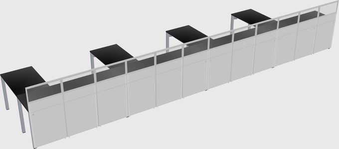 Shared l-shaped cubicle