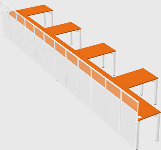 Shared l-shaped cubicle