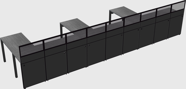 Shared l-shaped cubicle
