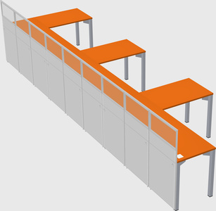 Shared l-shaped cubicle