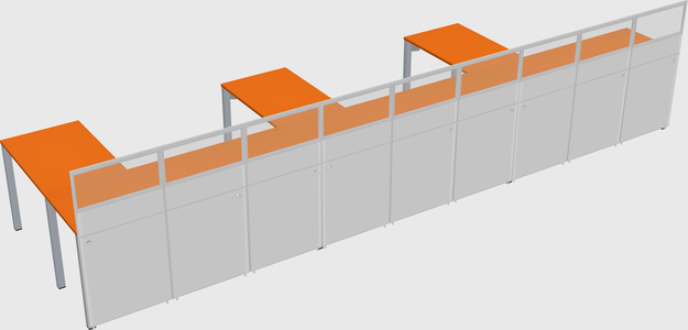 Shared l-shaped cubicle