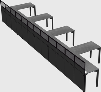 Shared l-shaped cubicle