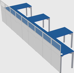 Shared l-shaped cubicle