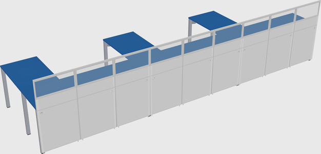 Shared l-shaped cubicle