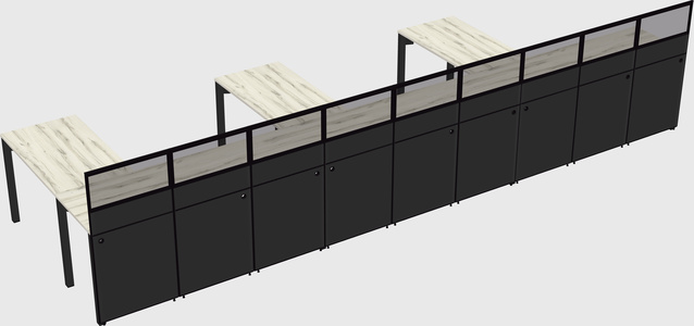 Shared l-shaped cubicle