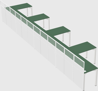 Shared l-shaped cubicle