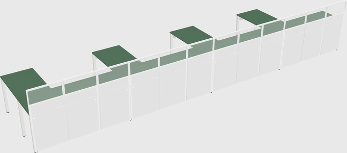 Shared l-shaped cubicle