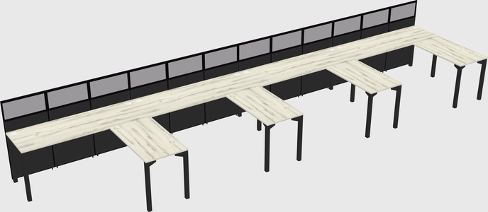Shared l-shaped cubicle
