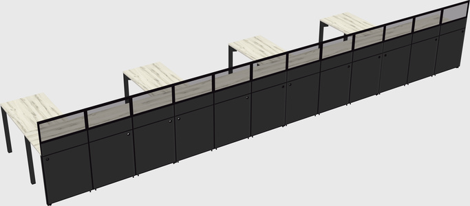 Shared l-shaped cubicle