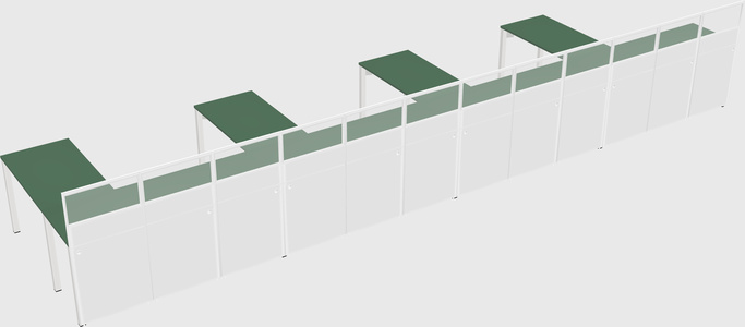 Shared l-shaped cubicle