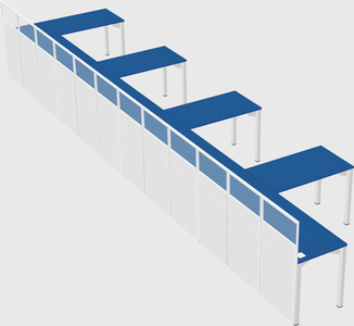 Shared l-shaped cubicle
