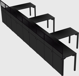 Shared l-shaped cubicle