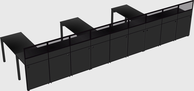 Shared l-shaped cubicle