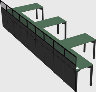 Shared l-shaped cubicle