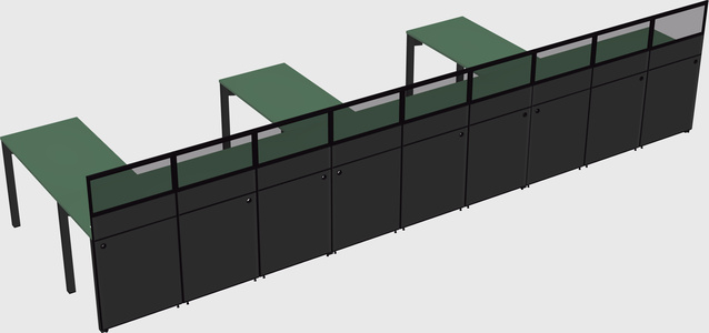Shared l-shaped cubicle
