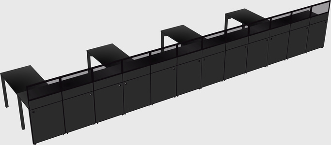 Shared l-shaped cubicle