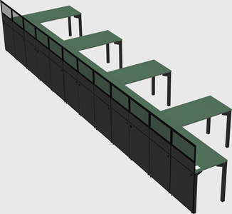 Shared l-shaped cubicle