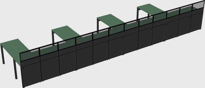 Shared l-shaped cubicle