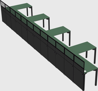 Shared l-shaped cubicle