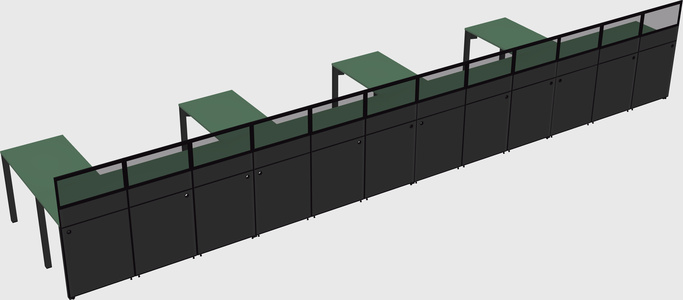 Shared l-shaped cubicle