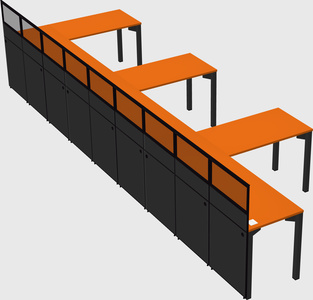 Shared l-shaped cubicle
