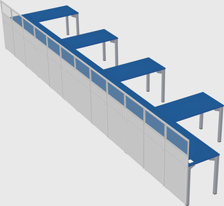 Shared l-shaped cubicle