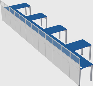 Shared l-shaped cubicle