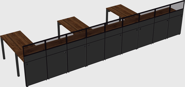 Shared l-shaped cubicle