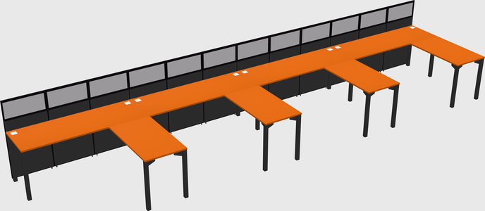 Shared l-shaped cubicle