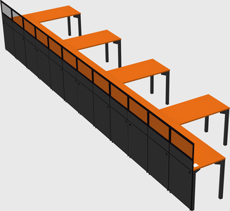 Shared l-shaped cubicle