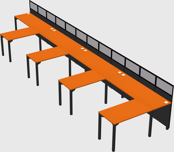 Shared l-shaped cubicle