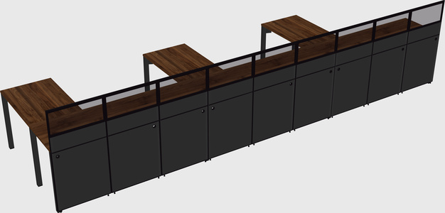 Shared l-shaped cubicle
