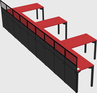 Shared l-shaped cubicle