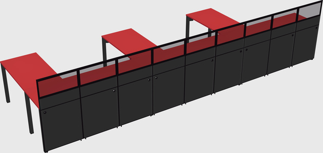 Shared l-shaped cubicle