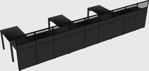 Shared l-shaped cubicle