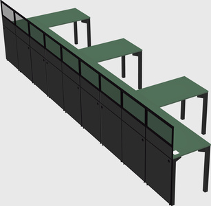 Shared l-shaped cubicle